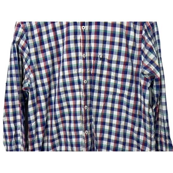Allen Solly Secret Wash Blue Check Long Sleeve Button-Down Shirt Men's 42 Large - Picture 6 of 10